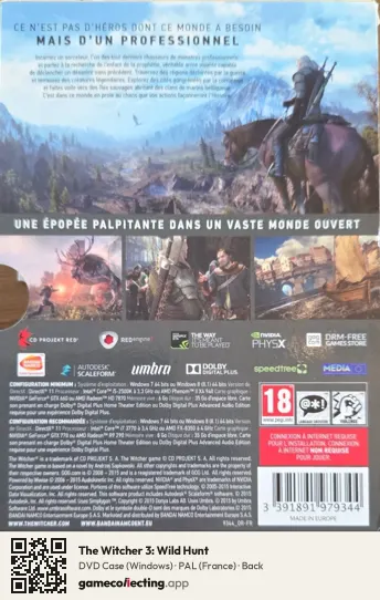 The Witcher 3: Wild Hunt Computer, France box back