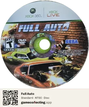 Full Auto Xbox 360, NTSC disc