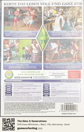 The Sims 3: Generations Computer, Germany box back