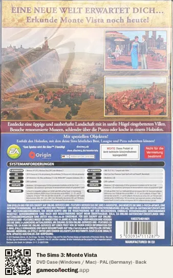 The Sims 3: Monte Vista Computer, Germany box back