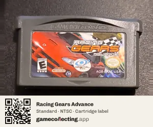 Racing Gears Advance Game Boy Advance, NTSC cartridge label