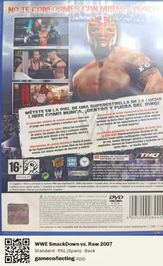 WWE SmackDown vs. Raw 2007 PlayStation 2, Spain box back