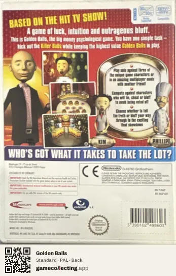 Golden Balls Nintendo Wii, PAL box back