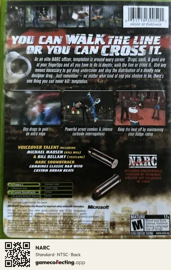 NARC Xbox, NTSC box back