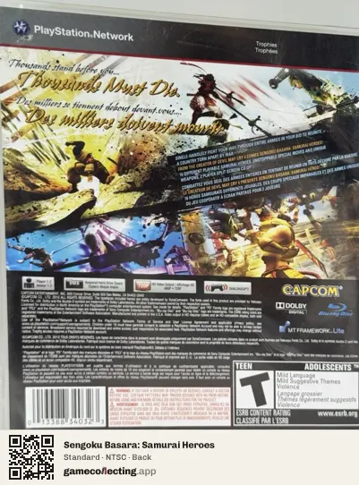 Sengoku Basara: Samurai Heroes PlayStation 3, NTSC box back