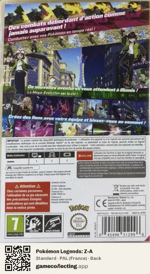 Pokémon Legends: Z-A Nintendo Switch, France box back