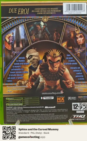 Sphinx and the Cursed Mummy Xbox, Italy box back