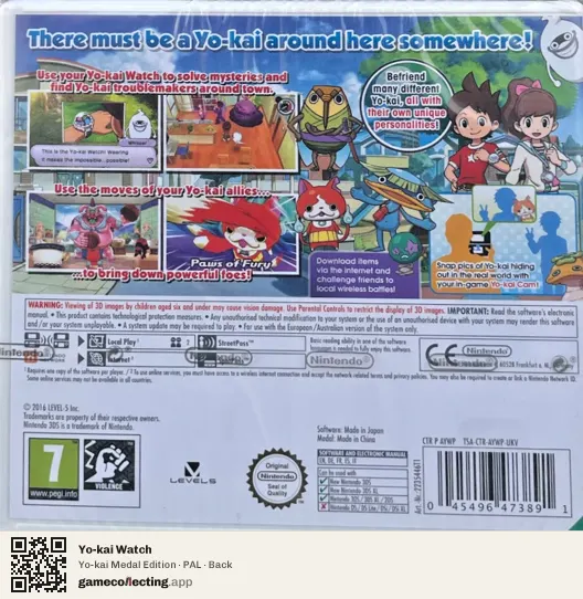 Yo-kai Watch Nintendo 3DS, PAL box back