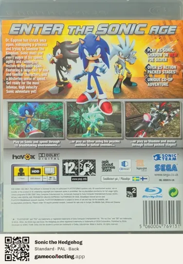 Sonic the Hedgehog PlayStation 3, PAL box back