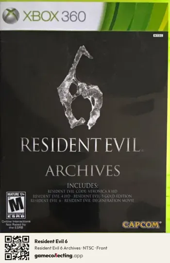 Resident Evil 6 Xbox 360, NTSC box front