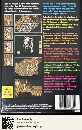 The Immortal Sega Mega Drive / Genesis, PAL box back