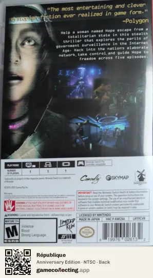 République Nintendo Switch, NTSC box back