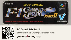 F-1 Grand Prix Part II Super Nintendo Entertainment System, Asia cartridge label