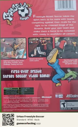 Urban Freestyle Soccer Xbox, NTSC box back