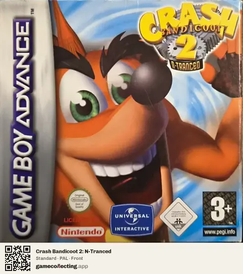 Crash Bandicoot 2: N-Tranced Game Boy Advance, PAL box front
