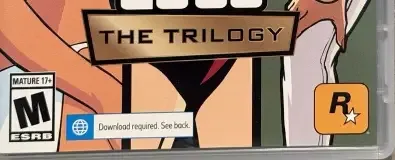 Grand Theft Auto: The Trilogy: The Definitive Edition, the ESRB box on its front