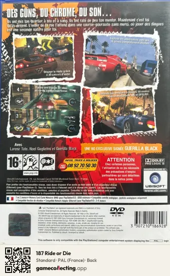 187 Ride or Die PlayStation 2, France box back