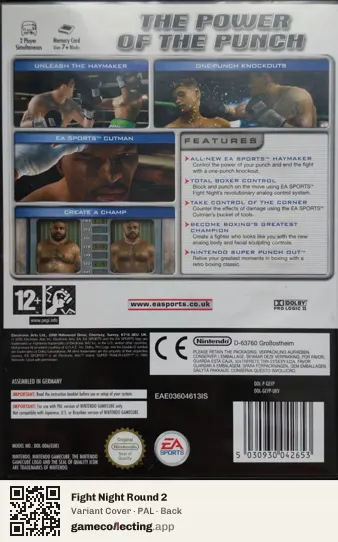 Fight Night Round 2 Nintendo GameCube, PAL box back