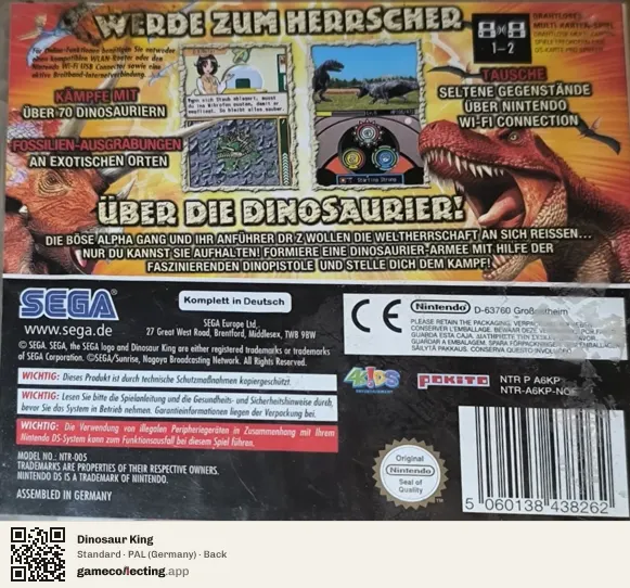Dinosaur King Nintendo DS, Germany box back
