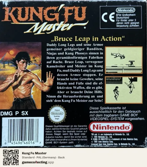 Kung Fu Master Game Boy, Germany box back