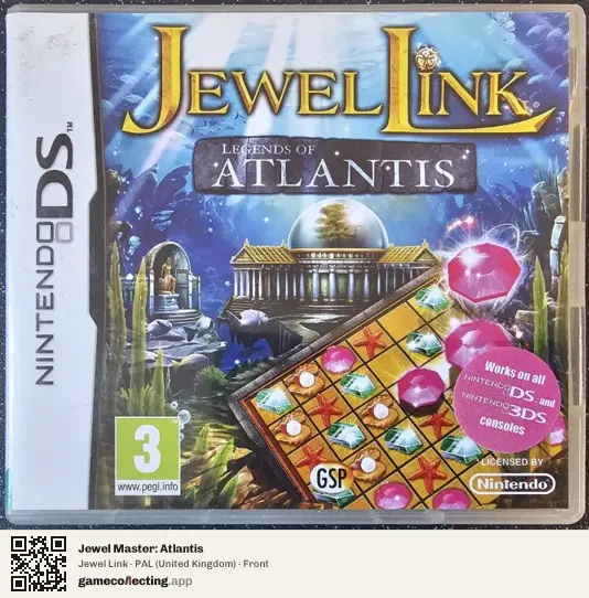 Jewel Master: Atlantis Nintendo DS, United Kingdom box front