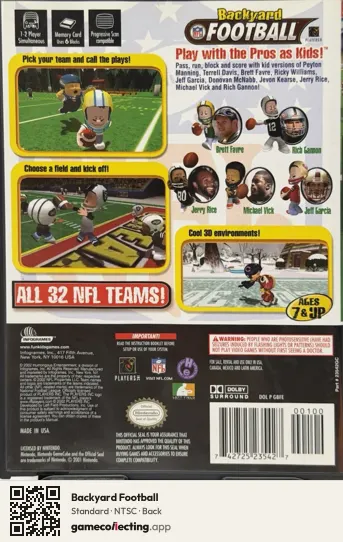 Backyard Football Nintendo GameCube, NTSC box back