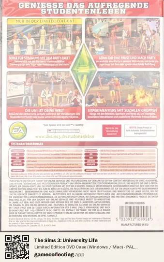 The Sims 3: University Life Computer, Germany box back