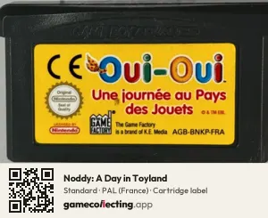 Noddy: A Day in Toyland Game Boy Advance, PAL cartridge label