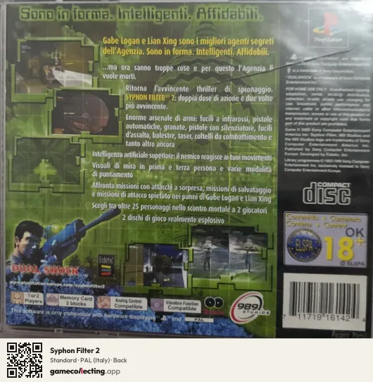 Syphon Filter 2 PlayStation, Italy box back