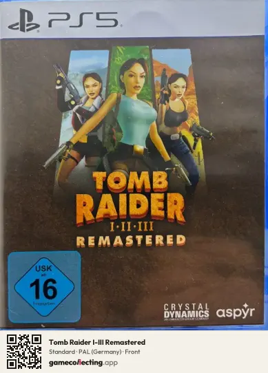 Tomb Raider I-III Remastered PlayStation 5, Germany box front