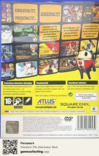 Persona 4 PlayStation 2, Germany box back