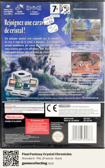Final Fantasy Crystal Chronicles Nintendo GameCube, France box back