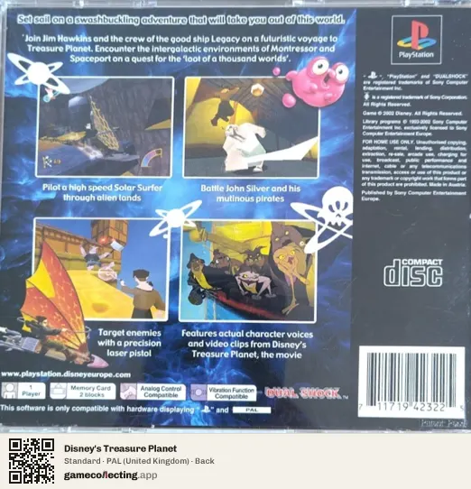 Disney's Treasure Planet PlayStation, United Kingdom box back