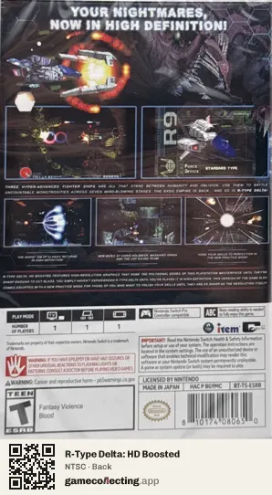 R-Type Delta: HD Boosted Nintendo Switch, NTSC box back