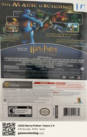 LEGO Harry Potter: Years 1-4 Nintendo Wii, NTSC box back