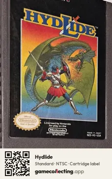 Hydlide Nintendo Entertainment System, NTSC cartridge label