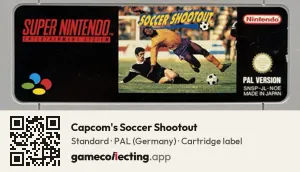 Capcom's Soccer Shootout Super Nintendo Entertainment System, PAL cartridge label
