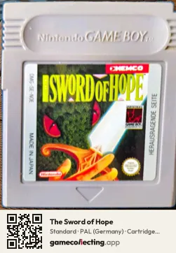 The Sword of Hope Game Boy, PAL cartridge label