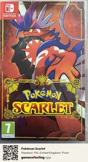 Pokémon Scarlet Nintendo Switch, United Kingdom box front