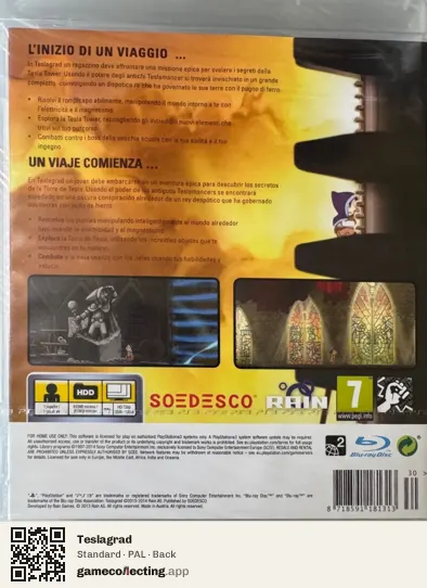 Teslagrad PlayStation 3, PAL box back