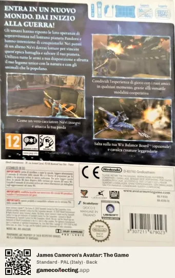 James Cameron's Avatar: The Game Nintendo Wii, Italy box back