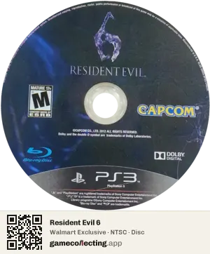 Resident Evil 6 PlayStation 3, NTSC disc