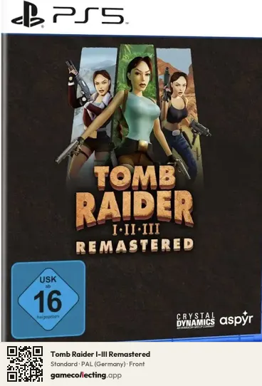 Tomb Raider I-III Remastered PlayStation 5, Germany box front