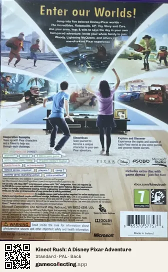 Kinect Rush: A Disney Pixar Adventure Xbox 360, PAL box back
