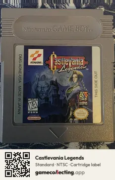 Castlevania Legends Game Boy, NTSC cartridge label