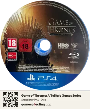 Game of Thrones: A Telltale Games Series PlayStation 4, PAL disc