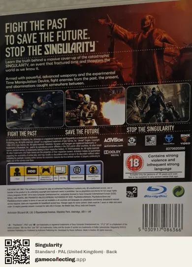 Singularity PlayStation 3, United Kingdom box back