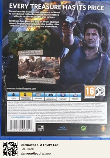 Uncharted 4: A Thief's End PlayStation 4, PAL box back