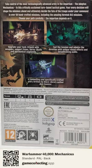 Warhammer 40,000: Mechanicus Nintendo Switch, PAL box back