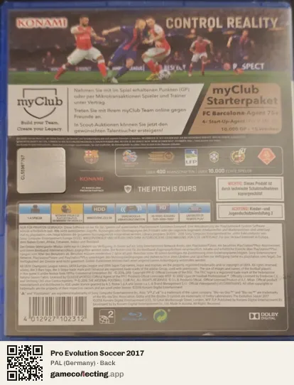 Pro Evolution Soccer 2017 PlayStation 4, Germany box back